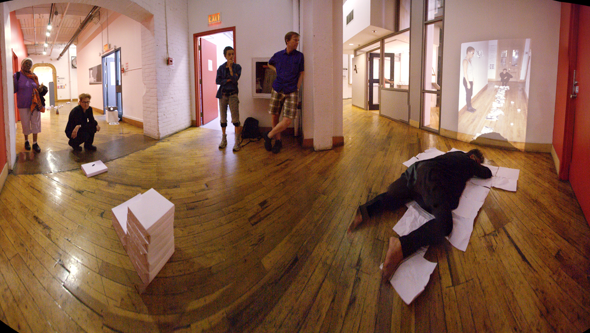 panoramic of Pam Patterson and Leena Raudvee performing at A Space